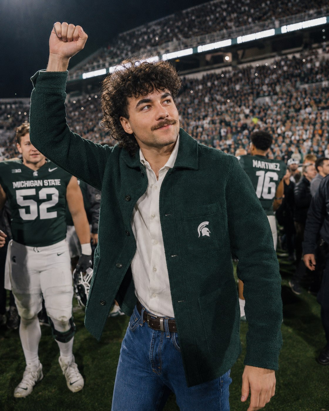 Nick Mansour acknowledges the crowd after Michigan State's win over Grambling State
