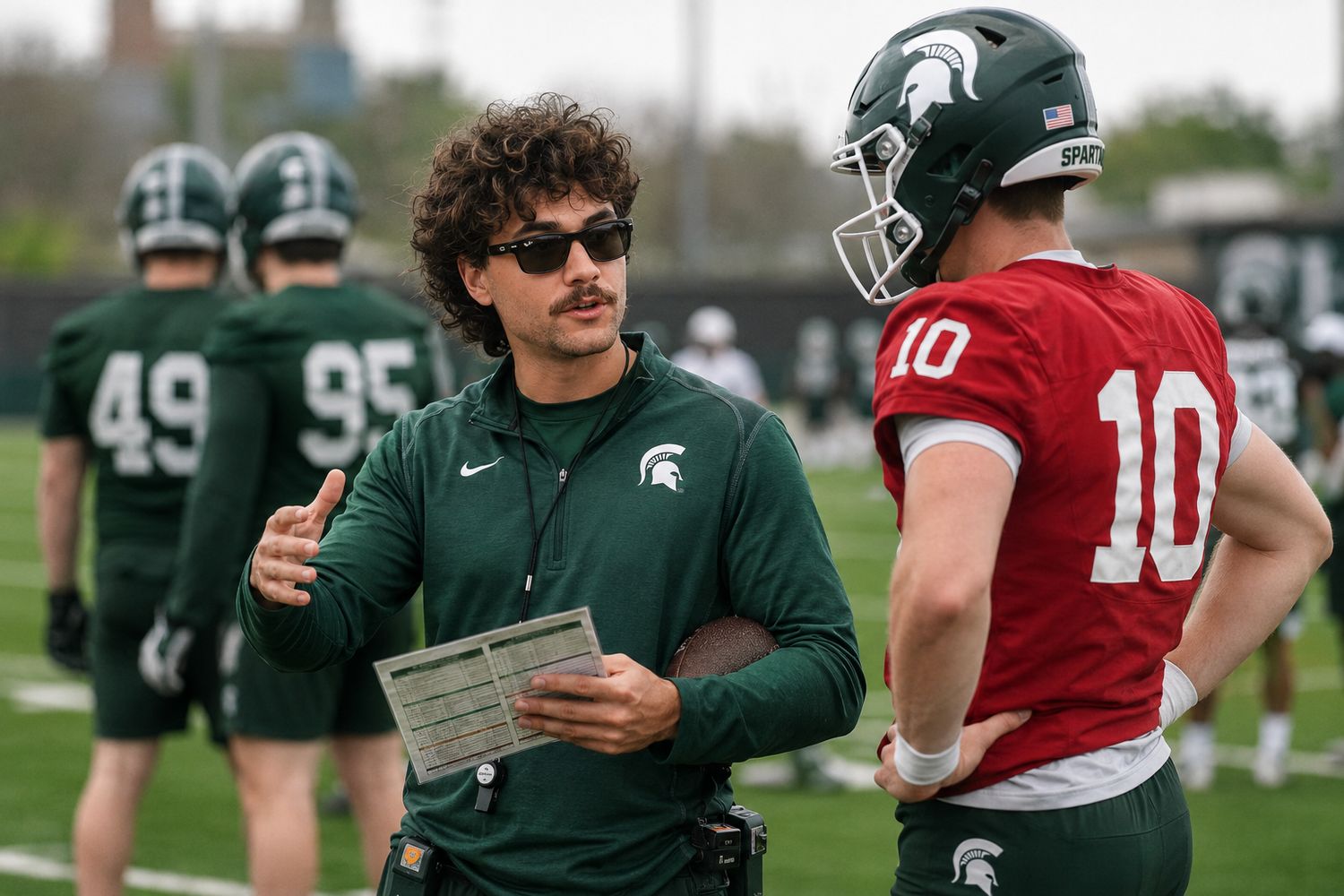 Nick Mansour on the practice field at Michigan State